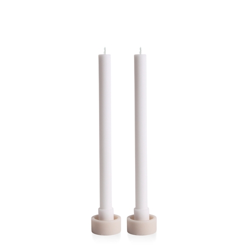 Stone and White Aydin Dyad Dinner Candle, Pack of 2