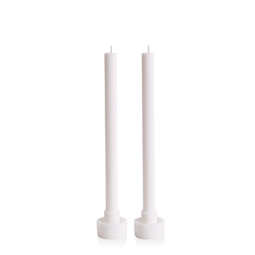 White and White Aydin Dyad Dinner Candle, Pack of 2