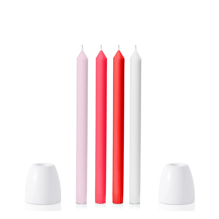 Dinner Candles & Ceramic Candle Holders Bundle