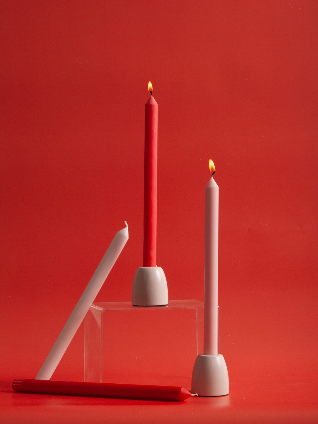 Dinner Candles & Ceramic Candle Holders Bundle