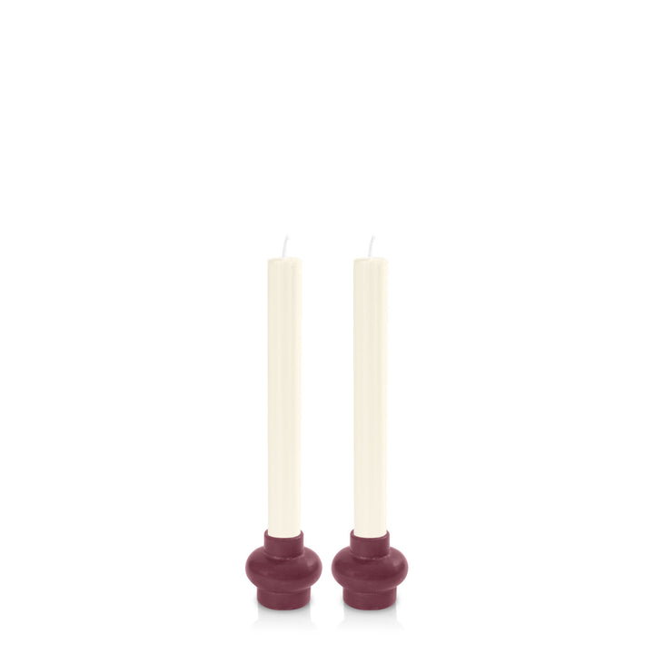 Burgundy & Ivory Majorca Dyad Dinner Candles Pack of 2