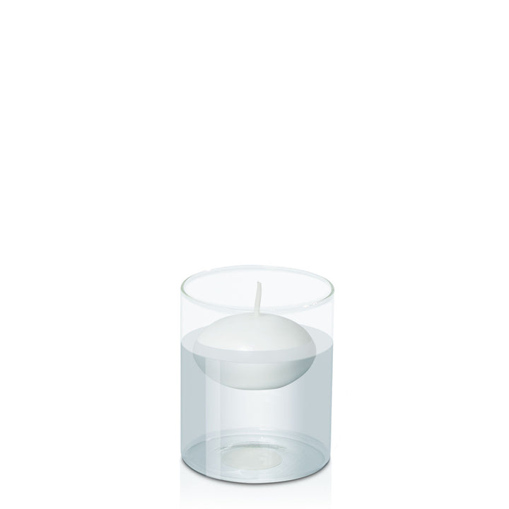 White 8cm Event Floating Candle in 10cm x 12cm Glass Pack of 1