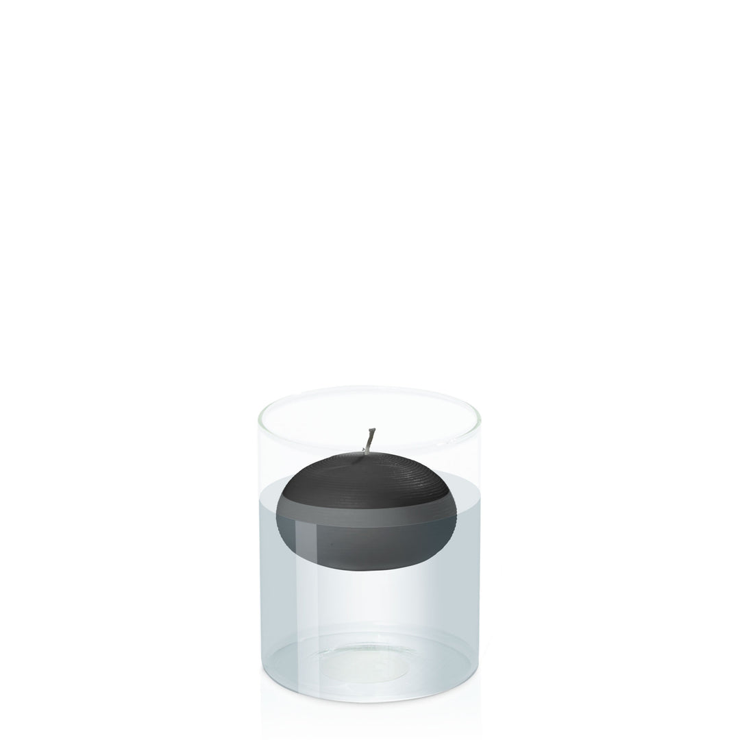 Black 7.5cm Floating Candle in 10cm x 12cm Glass Pack of 1