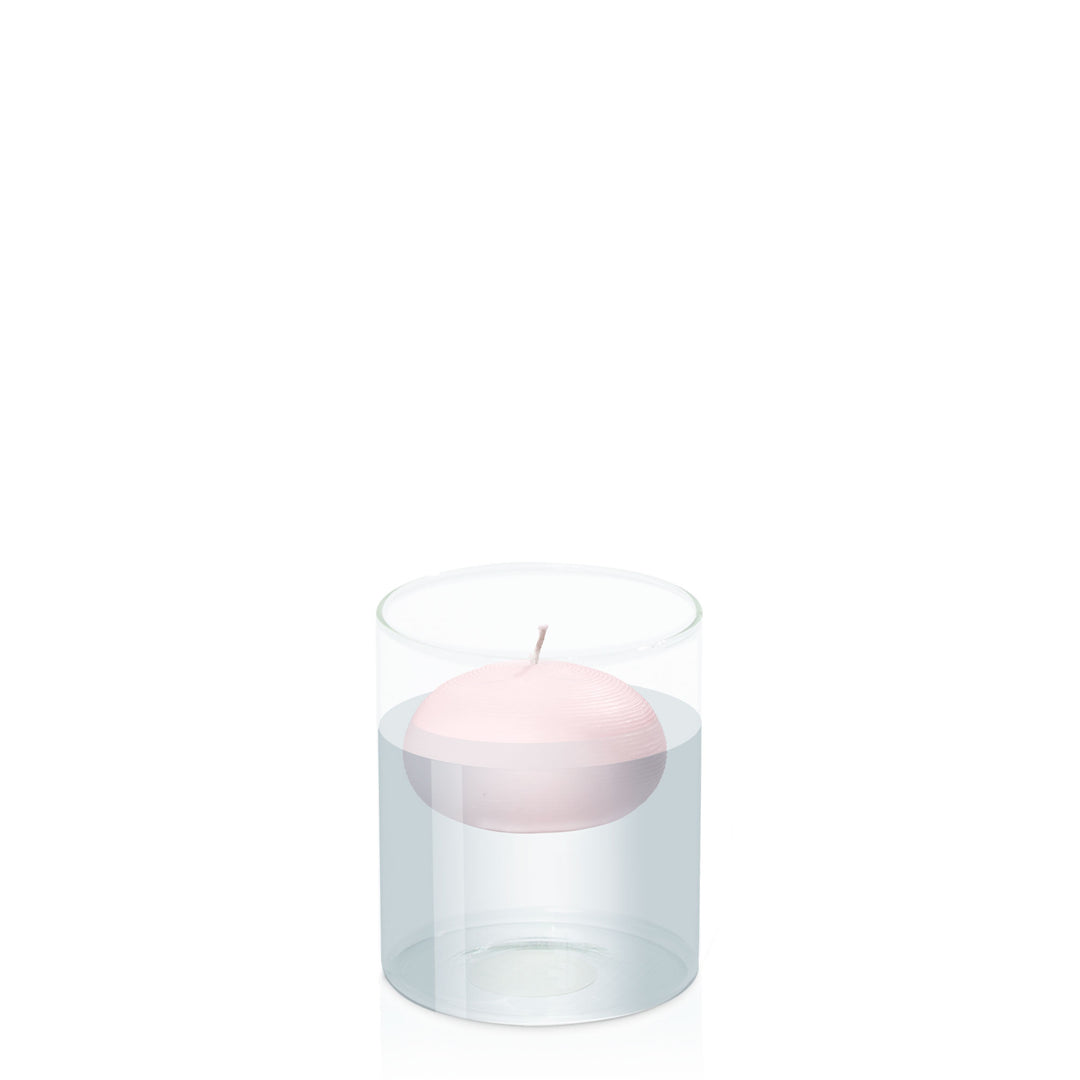 Blush Pink 7.5cm Floating Candle in 10cm x 12cm Glass Pack of 1