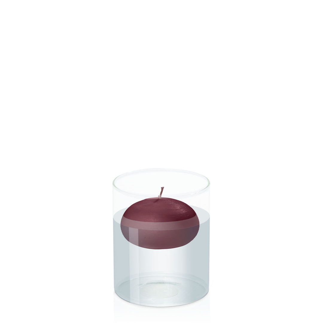 Burgundy 7.5cm Floating Candle in 10cm x 12cm Glass Pack of 1