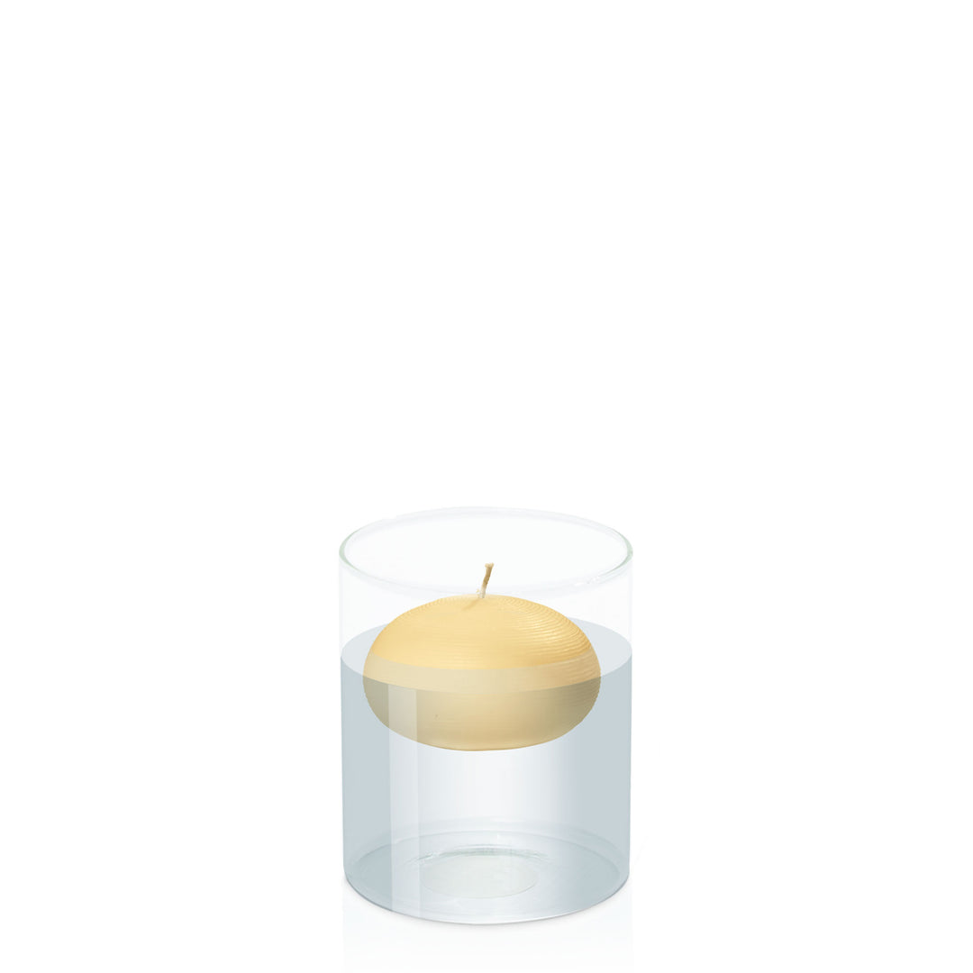 Gold 7.5cm Floating Candle in 10cm x 12cm Glass Pack of 1