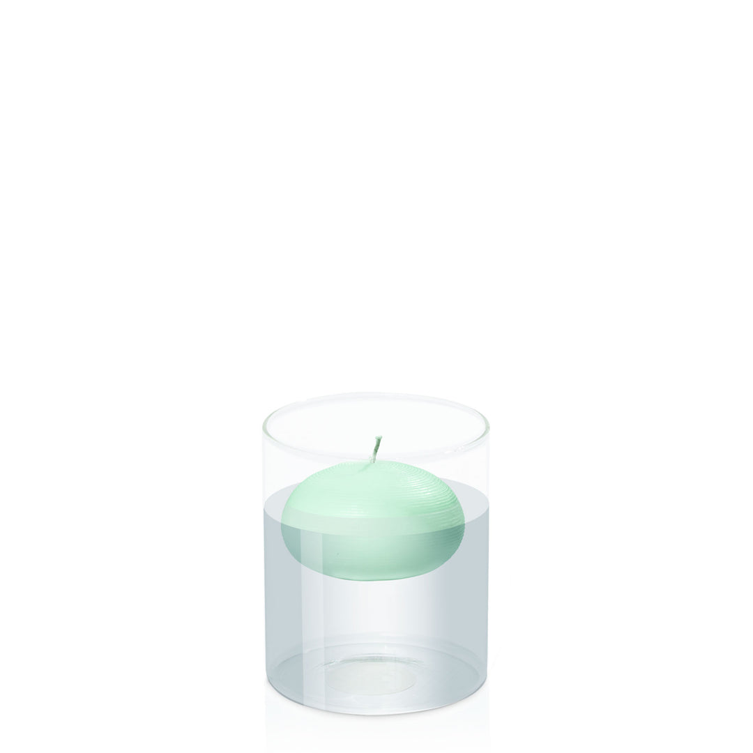 Mint Green 7.5cm Floating Candle in 10cm x 12cm Glass Pack of 1