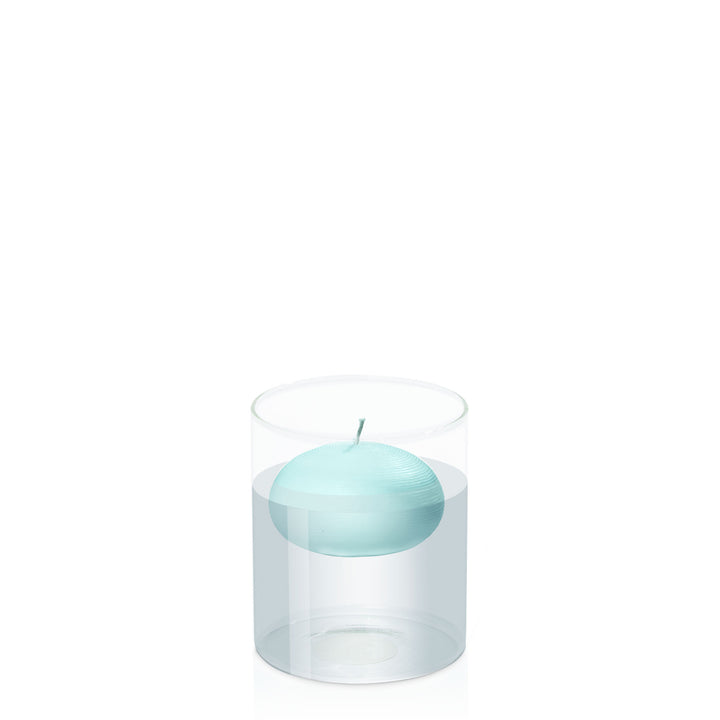 Pastel Teal 7.5cm Floating Candle in 10cm x 12cm Glass Pack of 1