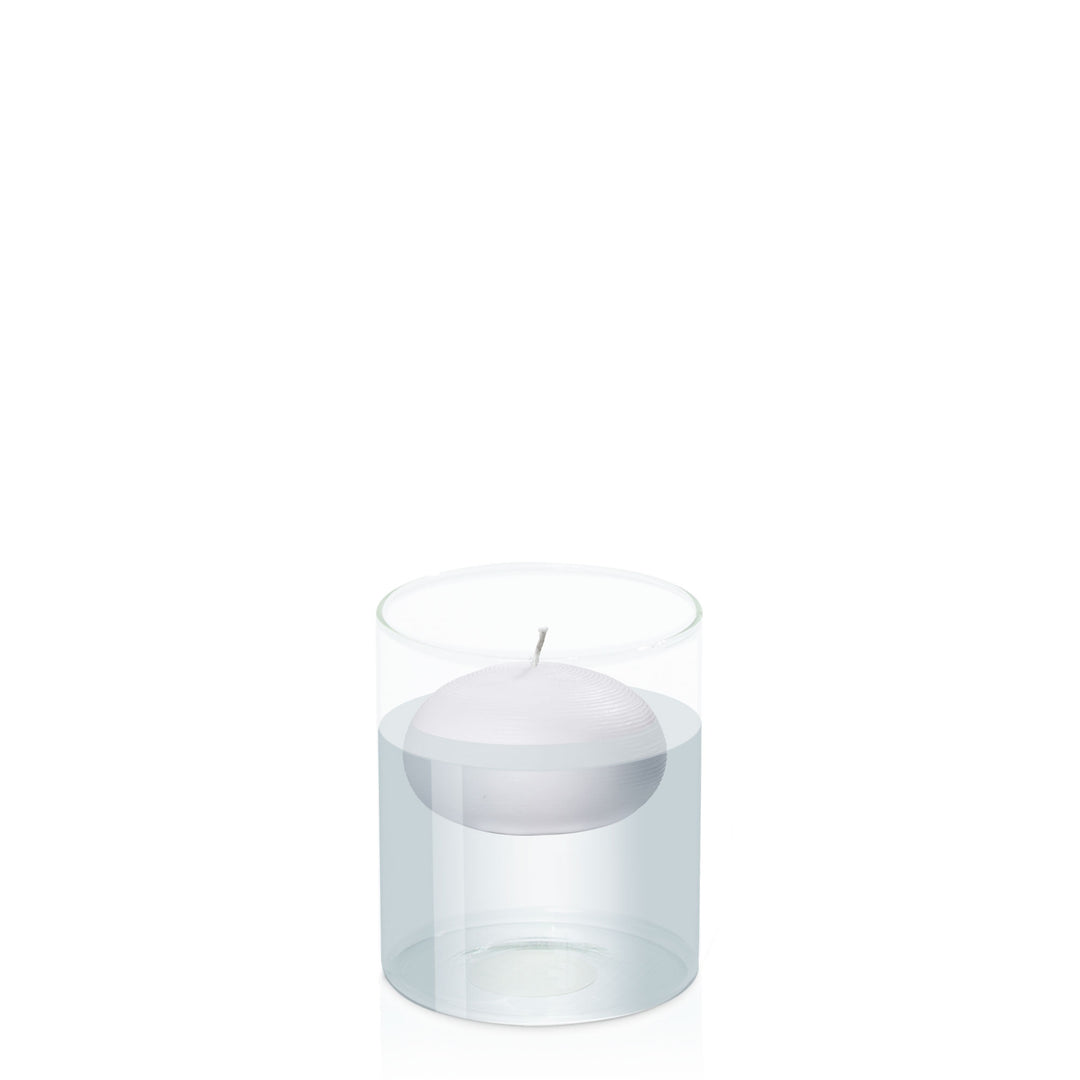 Silver Grey 7.5cm Floating Candle in 10cm x 12cm Glass Pack of 1