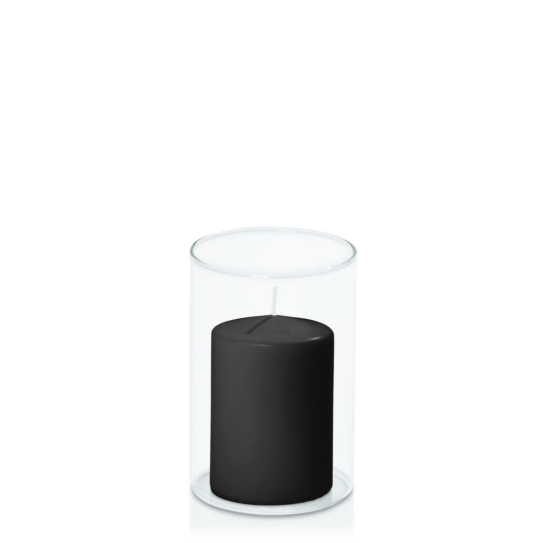 Black 7cm x 10cm Event Pillar in 10cm x 15cm Glass Pack of 1