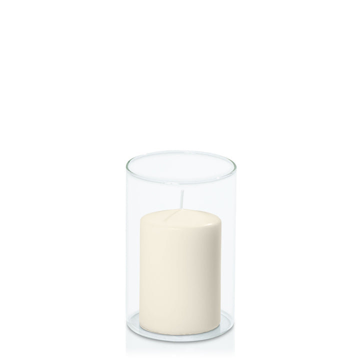 Ivory 7cm x 10cm Event Pillar in 10cm x 15cm Glass Pack of 1