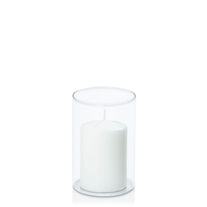 White 7cm x 10cm Event Pillar in 10cm x 15cm Glass Pack of 1