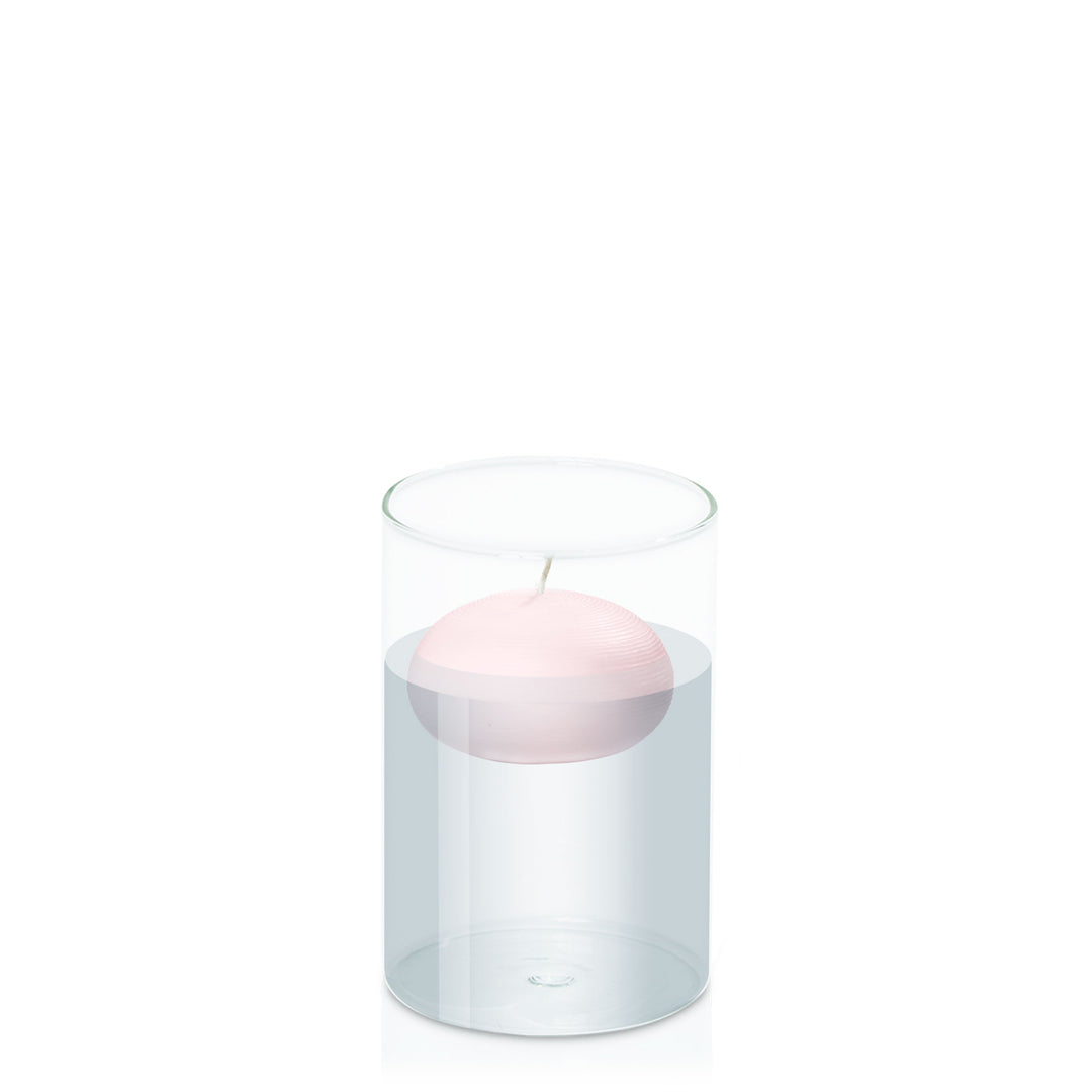 Blush Pink 7.5cm Floating Candle in 10cm x 15cm Glass Pack of 1