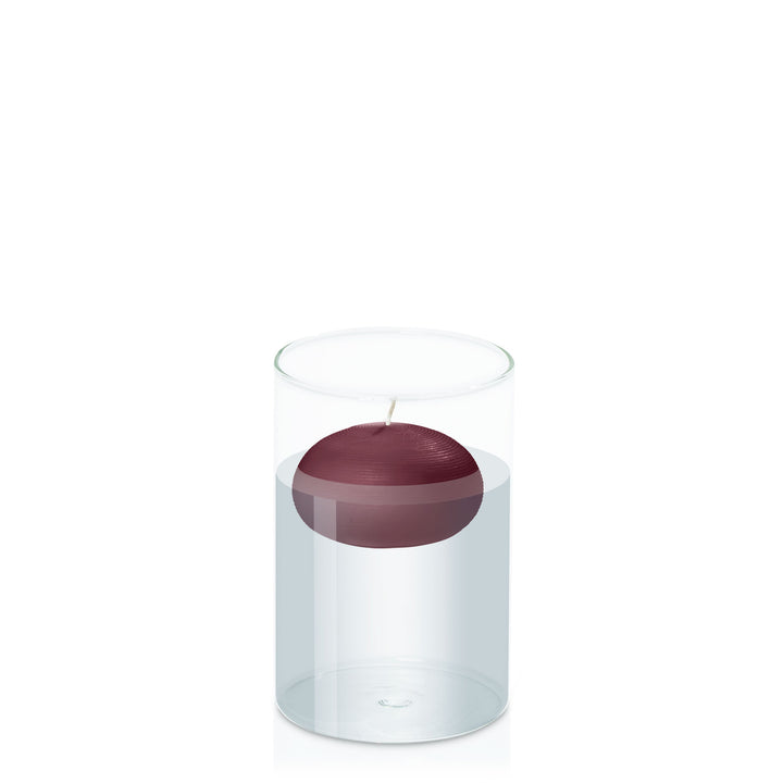 Burgundy 7.5cm Floating Candle in 10cm x 15cm Glass Pack of 1