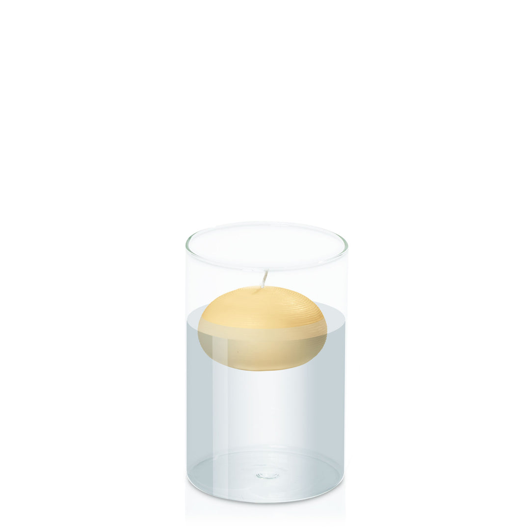 Gold 7.5cm Floating Candle in 10cm x 15cm Glass Pack of 1