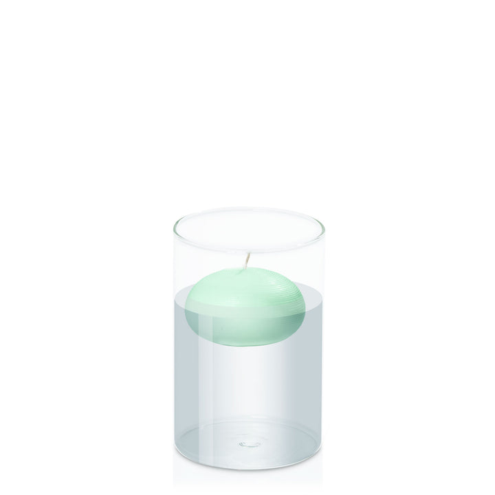 Mint Green 7.5cm Floating Candle in 10cm x 15cm Glass Pack of 1