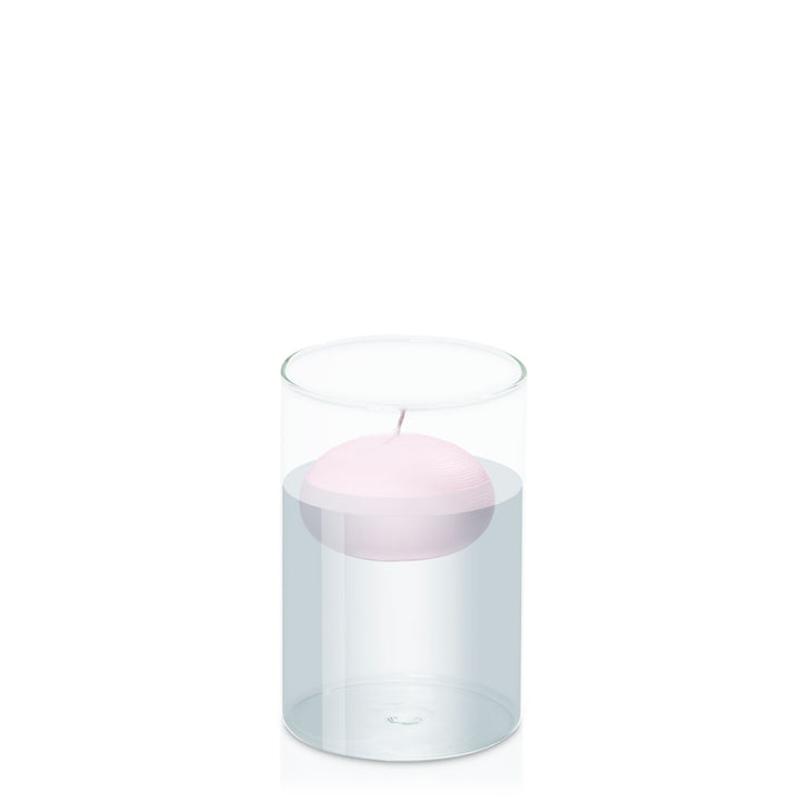 Pastel Pink 7.5cm Floating Candle in 10cm x 15cm Glass Pack of 1