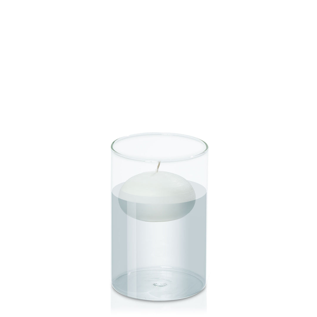 White 7.5cm Floating Candle in 10cm x 15cm Glass Pack of 1