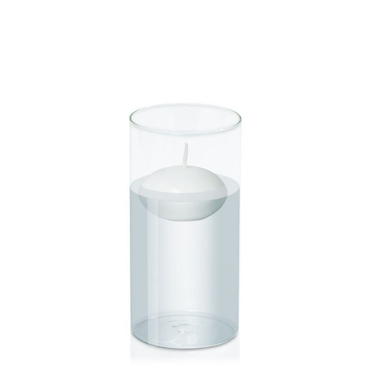 White 8cm Event Floating Candle in 10cm x 20cm Glass Pack of 1