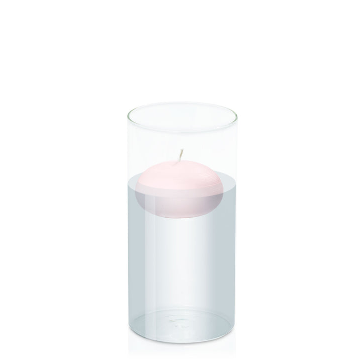 Blush Pink 7.5cm Floating Candle in 10cm x 20cm Glass Pack of 1