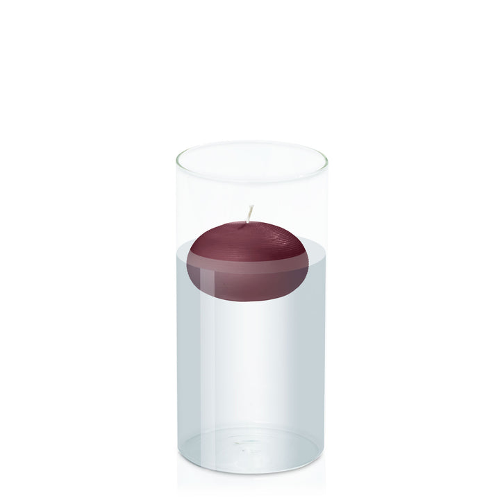 Burgundy 7.5cm Floating Candle in 10cm x 20cm Glass Pack of 1