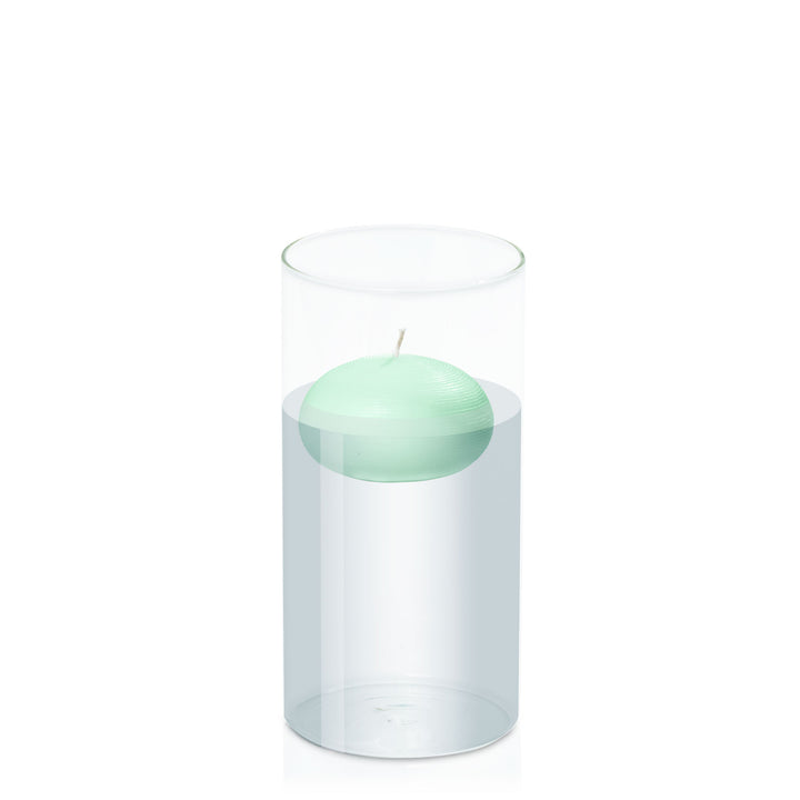 Mint Green 7.5cm Floating Candle in 10cm x 20cm Glass Pack of 1