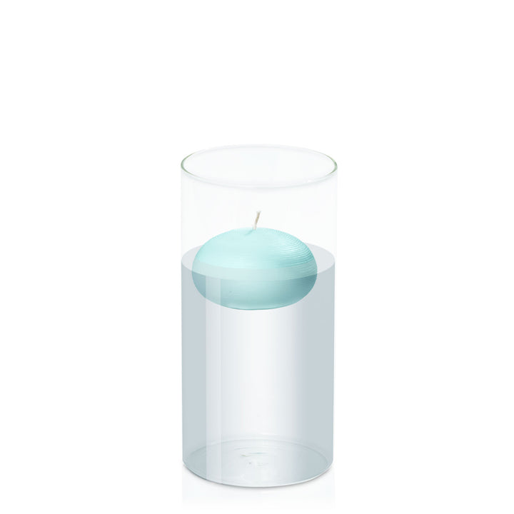 Pastel Teal 7.5cm Floating Candle in 10cm x 20cm Glass Pack of 1