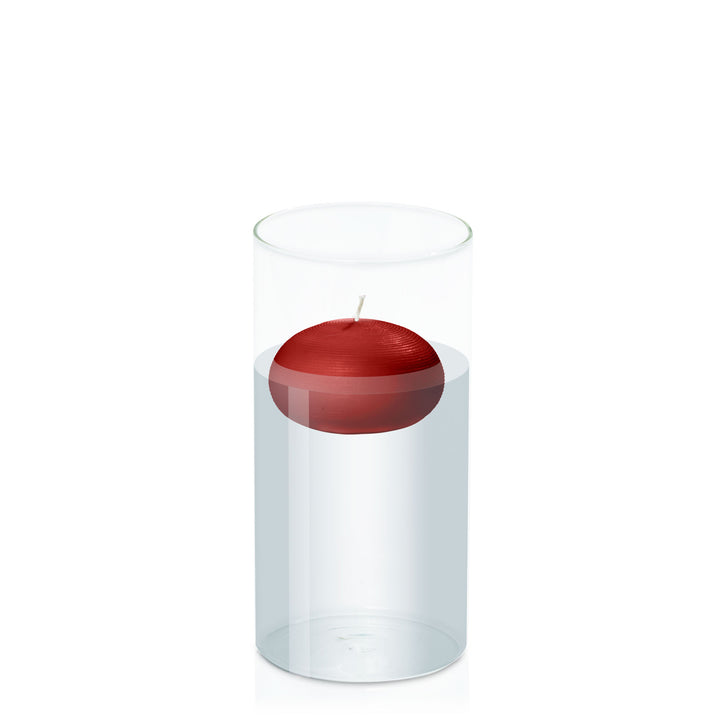 Red 7.5cm Floating Candle in 10cm x 20cm Glass Pack of 1