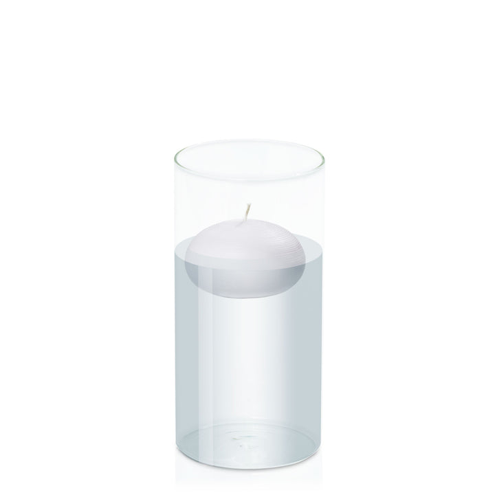 Silver Grey 7.5cm Floating Candle in 10cm x 20cm Glass Pack of 1