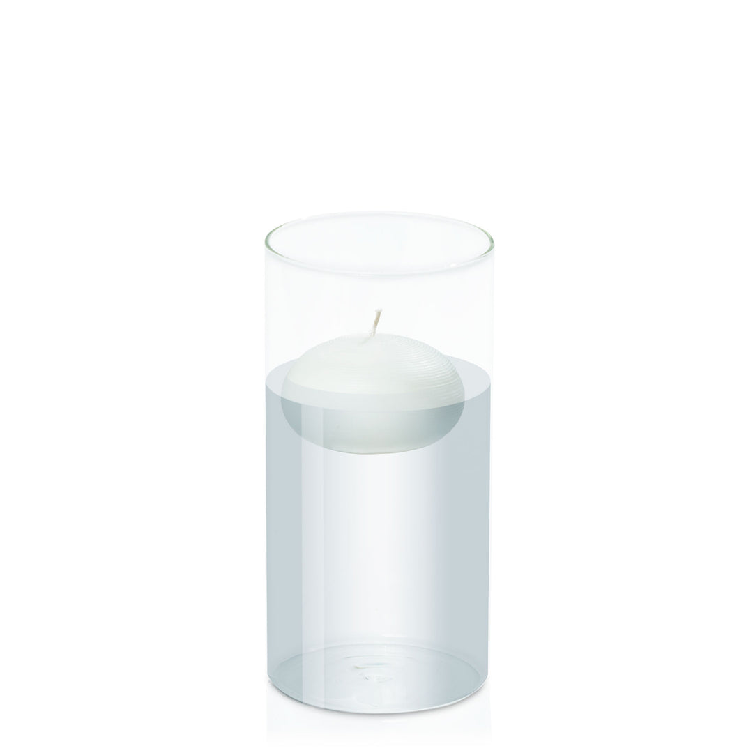 White 7.5cm Floating Candle in 10cm x 20cm Glass Pack of 1