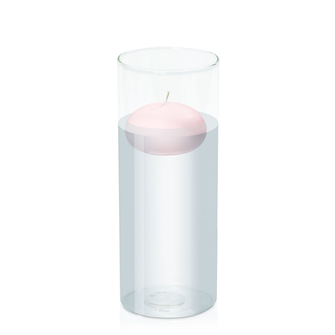 Blush Pink 7.5cm Floating Candle in 10cm x 25cm Glass Pack of 1