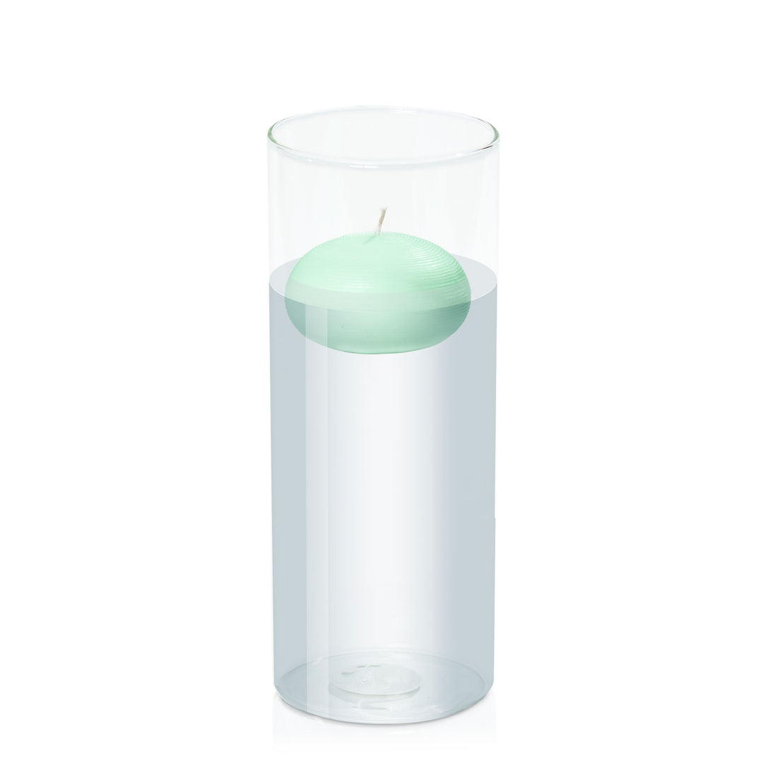 Mint Green 7.5cm Floating Candle in 10cm x 25cm Glass Pack of 1