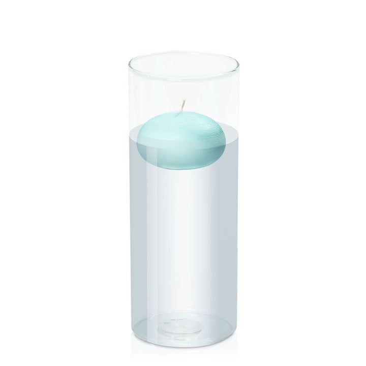 Pastel Teal 7.5cm Floating Candle in 10cm x 25cm Glass Pack of 1