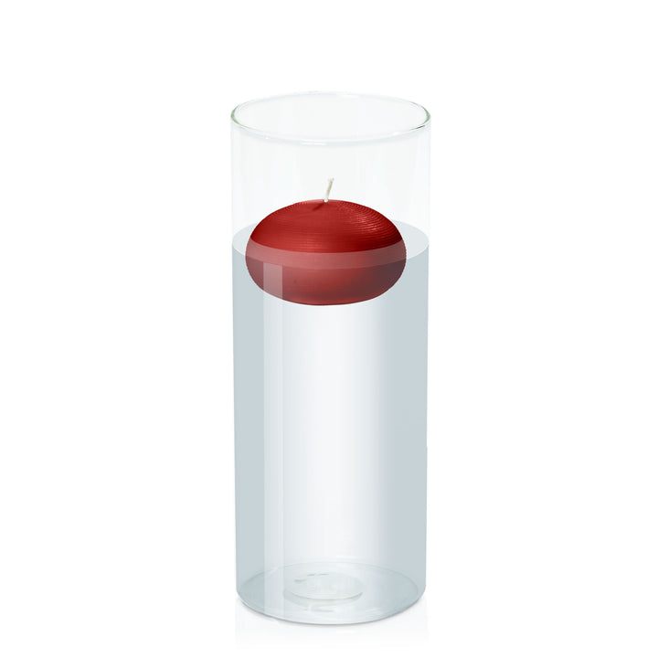 Red 7.5cm Floating Candle in 10cm x 25cm Glass Pack of 1