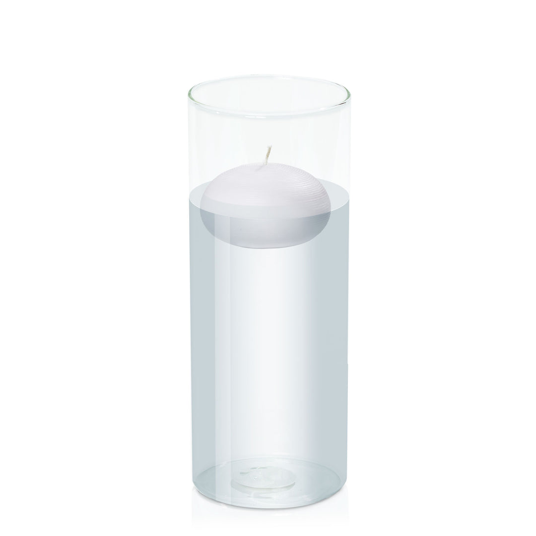 Silver Grey 7.5cm Floating Candle in 10cm x 25cm Glass Pack of 1