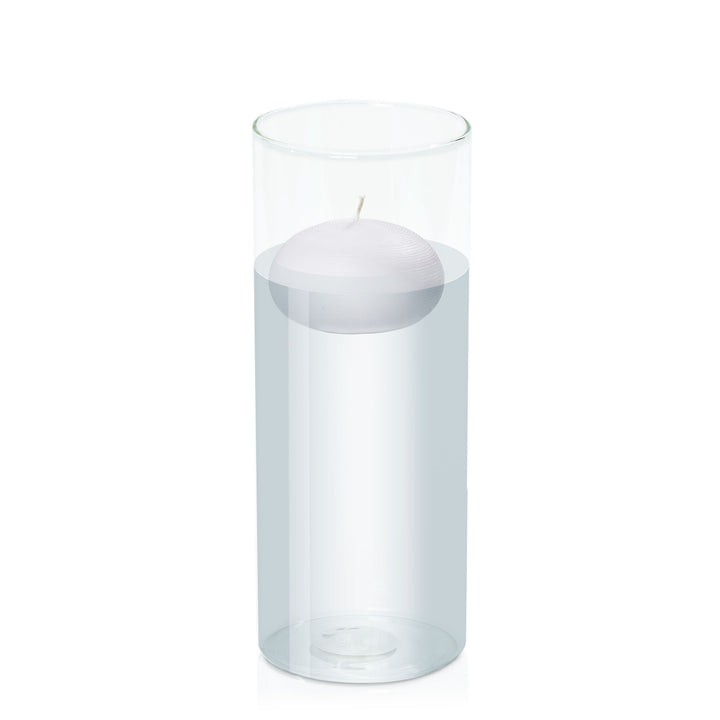 Silver Grey 7.5cm Floating Candle in 10cm x 25cm Glass Pack of 1