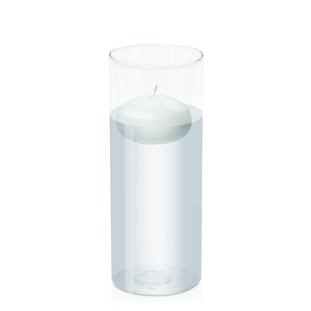 White 7.5cm Floating Candle in 10cm x 25cm Glass Pack of 1