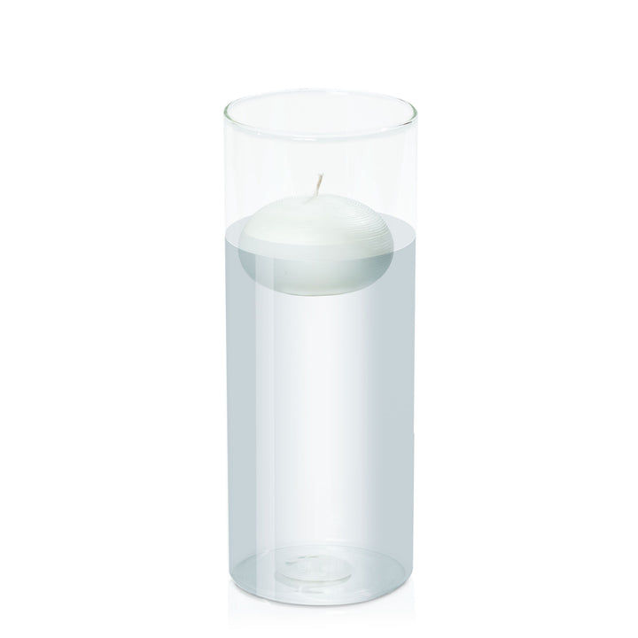 White 7.5cm Floating Candle in 10cm x 25cm Glass Pack of 1