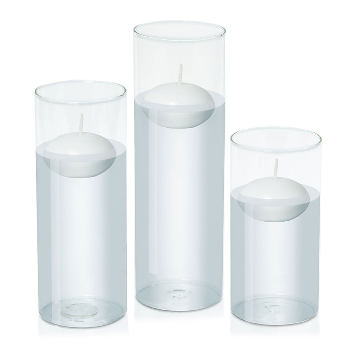 White 8cm Event Floating Candle in 10cm Glass - Lg Pack of 1