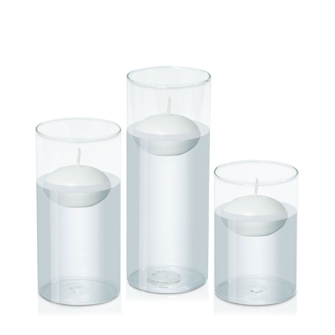 White 8cm Event Floating Candle in 10cm Glass - Med Pack of 1