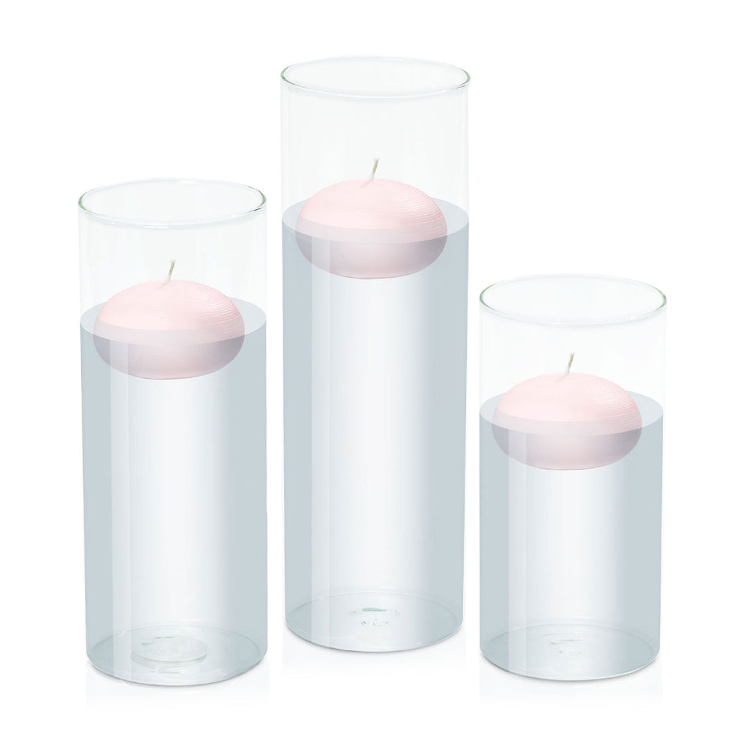 Blush Pink 7.5cm Floating Candle in 10cm Glass Set - Lg Pack of 1