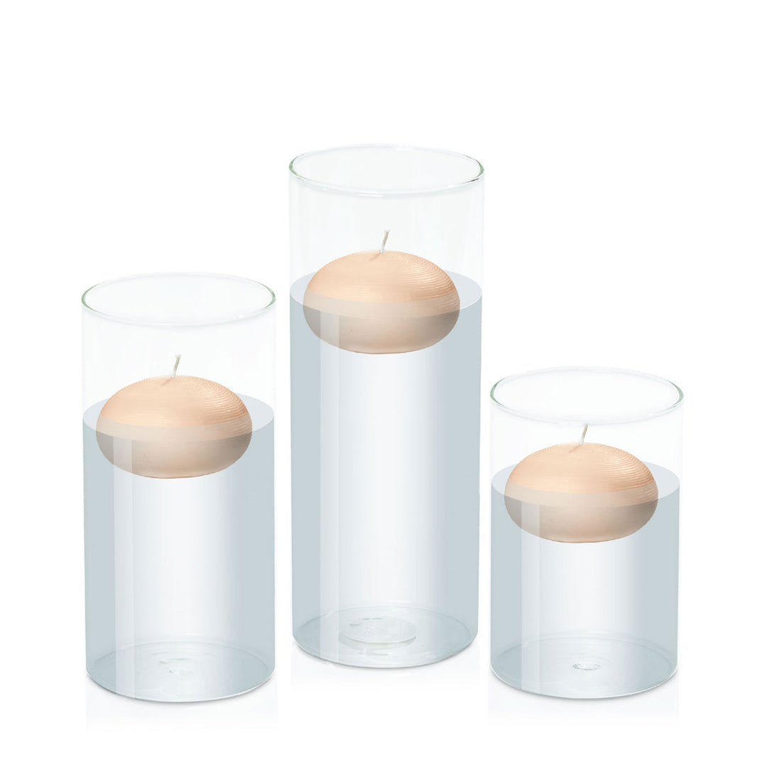 Latte 7.5cm Floating Candle in 10cm Glass Set - Med Pack of 1