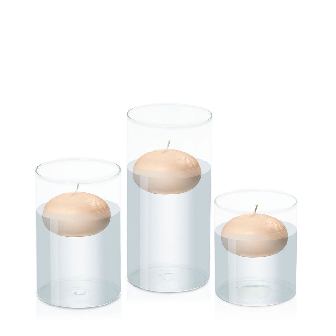 Latte 7.5cm Floating Candle in 10cm Glass Set - Sm Pack of 1