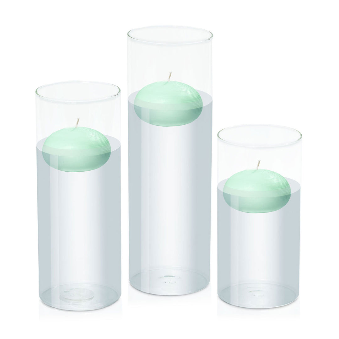 Mint Green 7.5cm Floating Candle in 10cm Glass Set - Lg Pack of 1