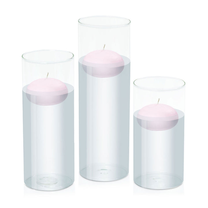 Pastel Pink 7.5cm Floating Candle in 10cm Glass Set - Lg Pack of 1