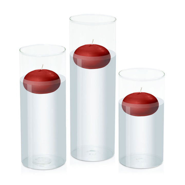 Red 7.5cm Floating Candle in 10cm Glass Set - Lg Pack of 1