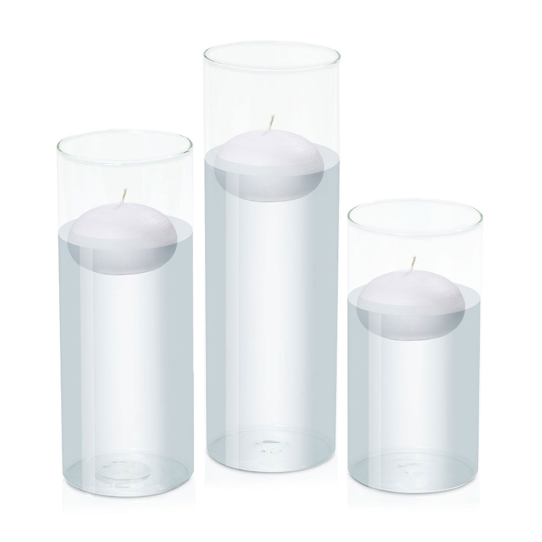 Silver Grey 7.5cm Floating Candle in 10cm Glass Set - Lg Pack of 1