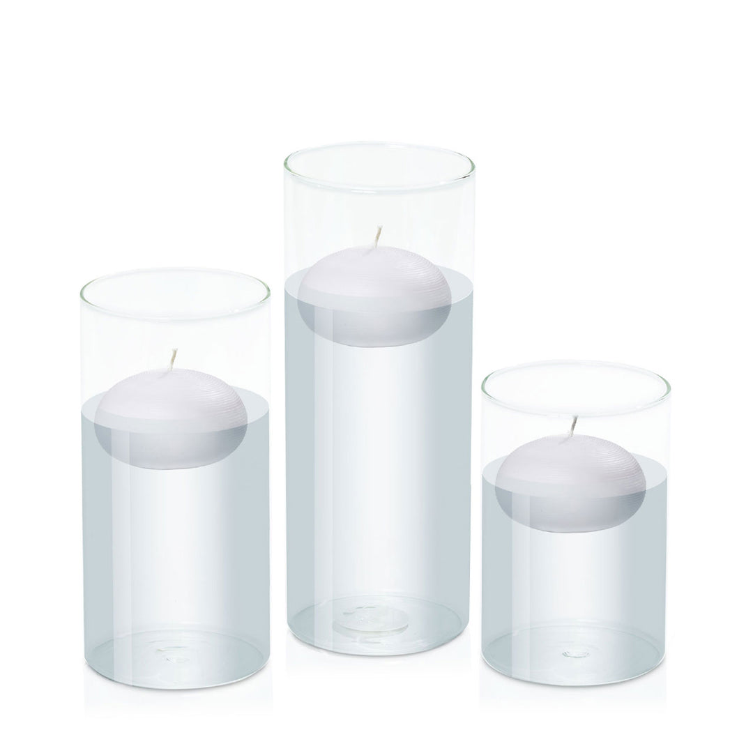 Silver Grey 7.5cm Floating Candle in 10cm Glass Set - Med Pack of 1