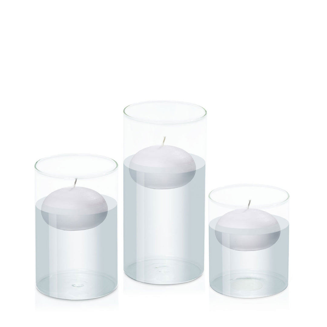 Silver Grey 7.5cm Floating Candle in 10cm Glass Set - Sm Pack of 1