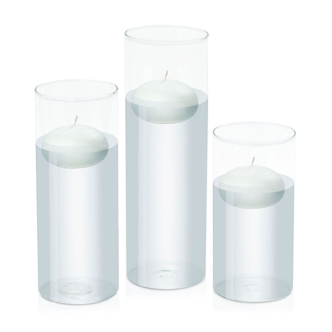 White 7.5cm Floating Candle in 10cm Glass Set - Lg Pack of 1